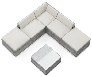 Rattanlounge TEXAS grau/beige
