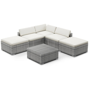 Rattanlounge TEXAS grau/beige