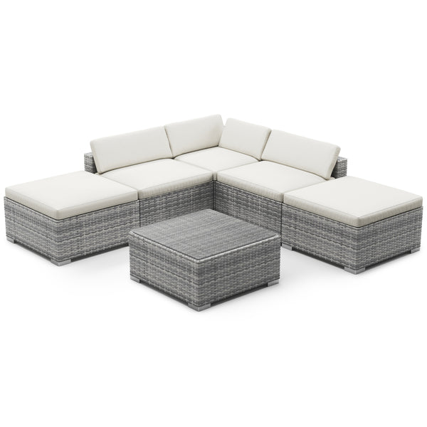 Rattanlounge TEXAS grau/beige