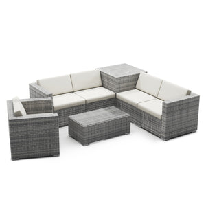 Rattanlounge BORA BORA grau mit Kissenbox