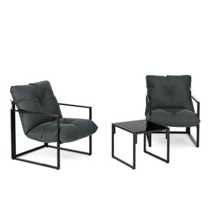 Gartenmöbel Set DELANO 3-teilig anthrazit/schwarz