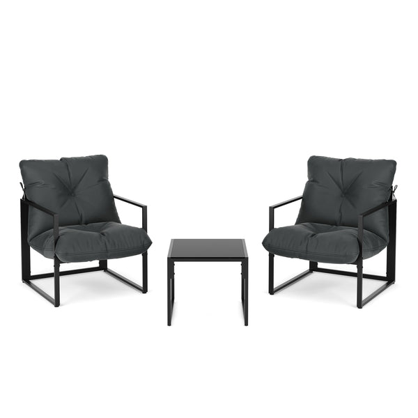 Gartenmöbel Set DELANO 3-teilig anthrazit/schwarz