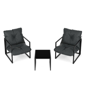 Gartenmöbel Set DELANO 3-teilig anthrazit/schwarz