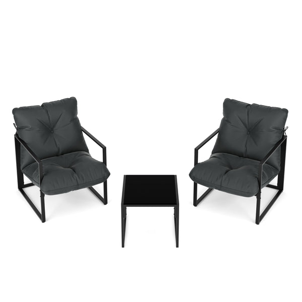 Gartenmöbel Set DELANO 3-teilig anthrazit/schwarz