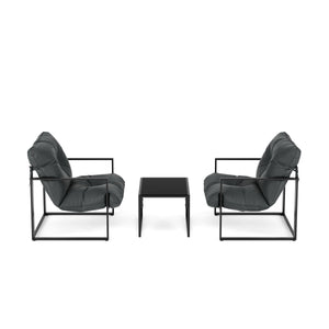 Gartenmöbel Set DELANO 3-teilig anthrazit/schwarz