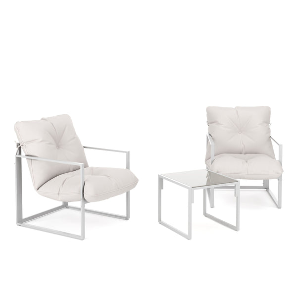 Gartenmöbel Set DELANO 3-teilig weiss