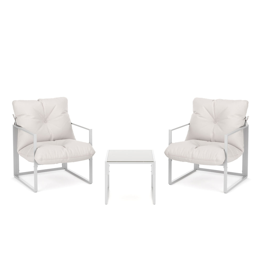 Set di mobili da giardino DELANO, 3 pezzi, bianco