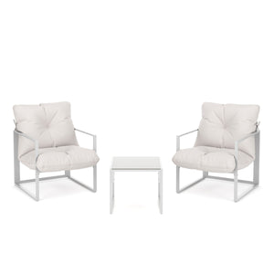 Gartenmöbel Set DELANO 3-teilig weiss