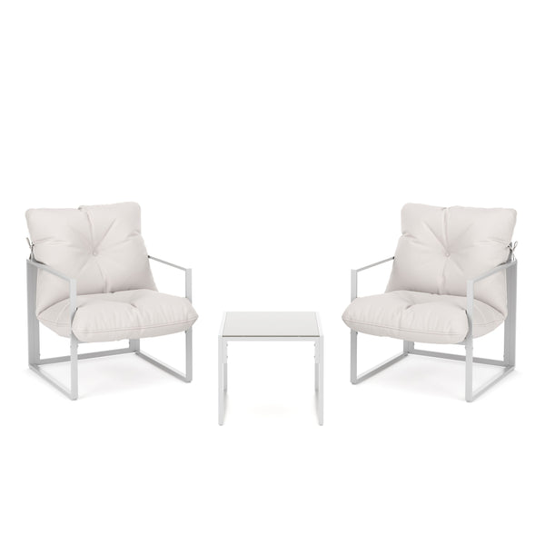 Gartenmöbel Set DELANO 3-teilig weiss