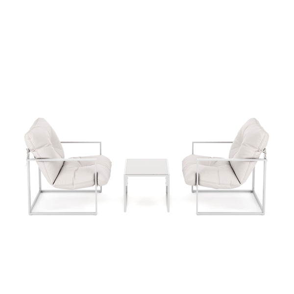 Gartenmöbel Set DELANO 3-teilig weiss