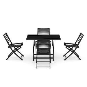 FABRICE garden furniture set with parasol hole, black