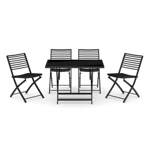 FABRICE garden furniture set with parasol hole, black