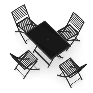 FABRICE garden furniture set with parasol hole, black