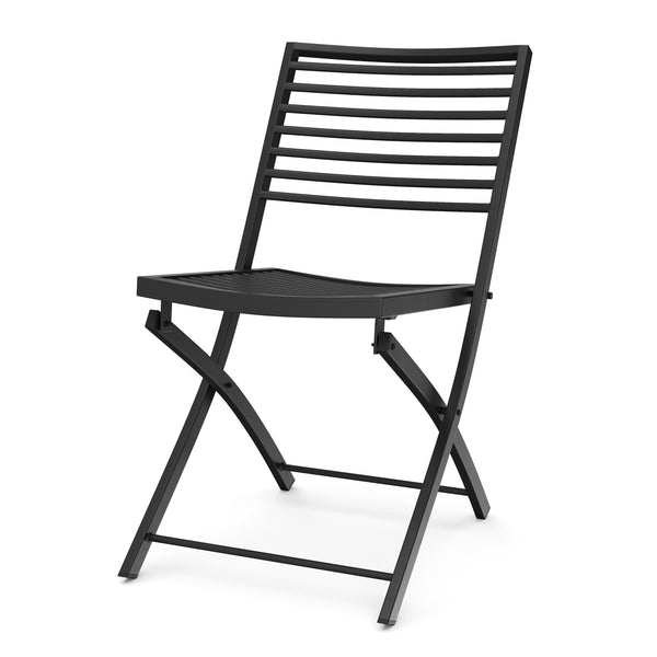 FABRICE garden furniture set with parasol hole, black