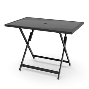 FABRICE garden furniture set with parasol hole, black