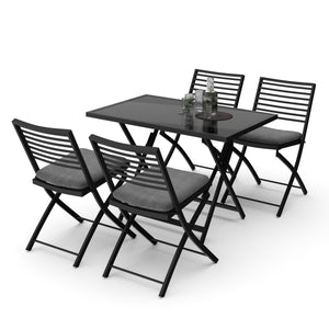 FABRICE garden furniture set with parasol hole, black
