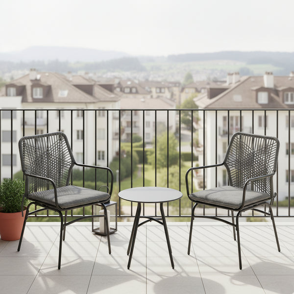 Gartenmöbel Set FERNO 3-teilig grau