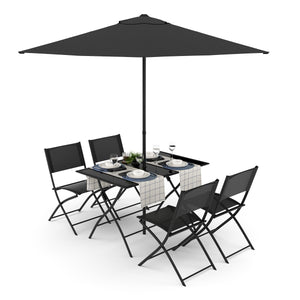 Gartenmöbel Set FILIPPO mit Sonnenschirm schwarz