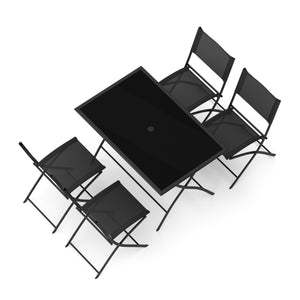 Gartenmöbel Set FILIPPO mit Sonnenschirm schwarz