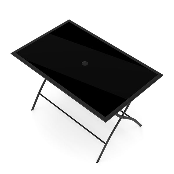 Gartenmöbel Set FILIPPO mit Sonnenschirm schwarz