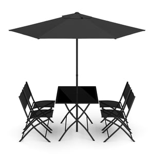 Gartenmöbel Set FILIPPO mit Sonnenschirm schwarz