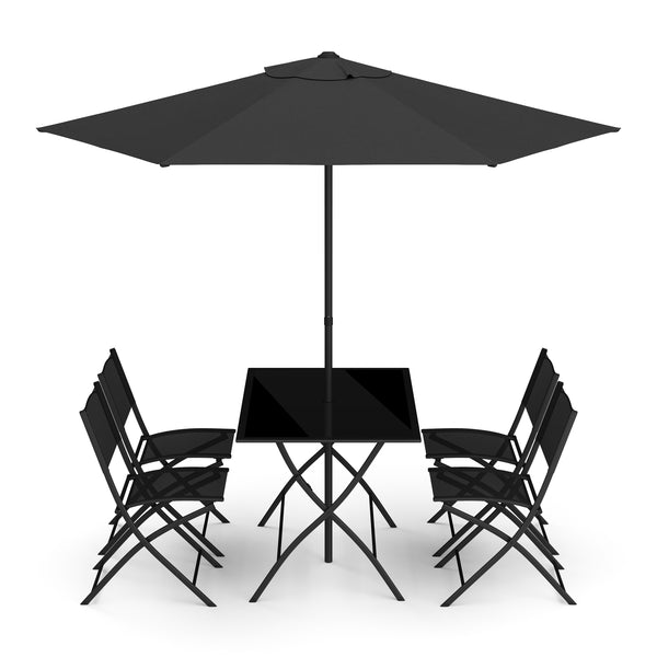 Gartenmöbel Set FILIPPO mit Sonnenschirm schwarz
