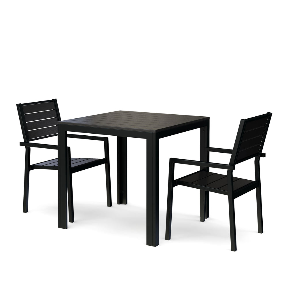 Set di mobili da giardino: tavolo 80 cm + 2 sedie, nero