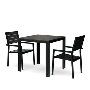 Garden furniture set: table 80 cm + 2 chairs, black