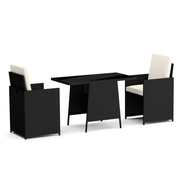 Gartenmöbel Set Rattan HAROLD schwarz/weiss
