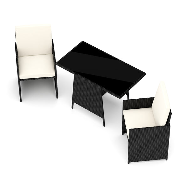 Gartenmöbel Set Rattan HAROLD schwarz/weiss