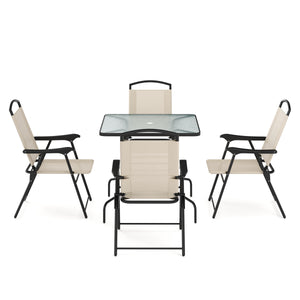 Gartenmöbel Set SILVANO mit Schirmloch beige/schwarz