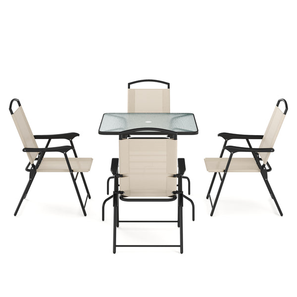 Gartenmöbel Set SILVANO mit Schirmloch beige/schwarz