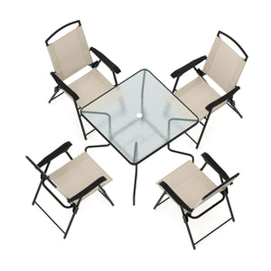 Gartenmöbel Set SILVANO mit Schirmloch beige/schwarz