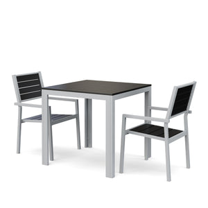 Garden furniture set: table 80 cm + 2 chairs, anthracite