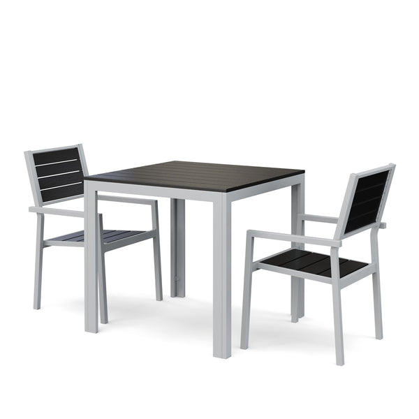 Garden furniture set: table 80 cm + 2 chairs, anthracite