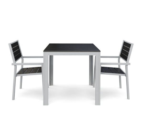 Garden furniture set: table 80 cm + 2 chairs, anthracite