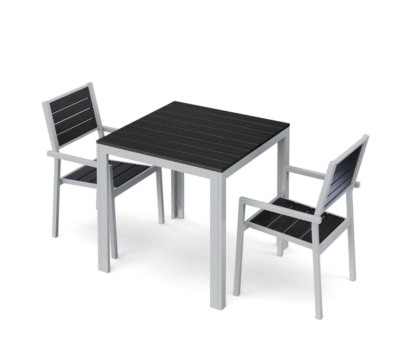 Garden furniture set: table 80 cm + 2 chairs, anthracite