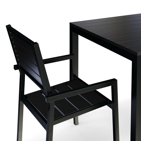Garden furniture set: table 80 cm + 2 chairs, black