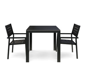 Garden furniture set: table 80 cm + 2 chairs, black