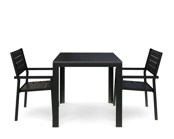 Garden furniture set: table 80 cm + 2 chairs, black