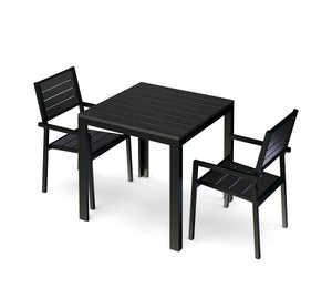 Garden furniture set: table 80 cm + 2 chairs, black