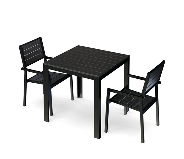 Garden furniture set: table 80 cm + 2 chairs, black