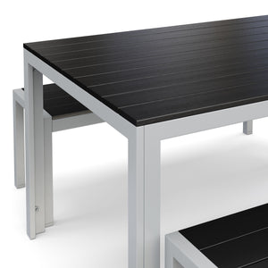 Gartenmöbel Tisch 150 cm + 2 Bänke anthrazit