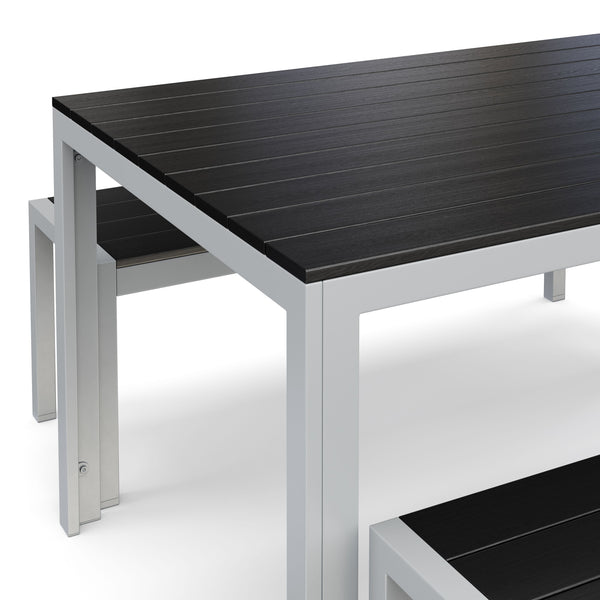 Gartenmöbel Tisch 150 cm + 2 Bänke anthrazit