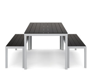 Gartenmöbel Tisch 150 cm + 2 Bänke anthrazit