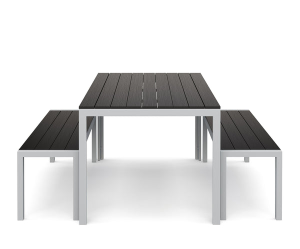 Gartenmöbel Tisch 150 cm + 2 Bänke anthrazit