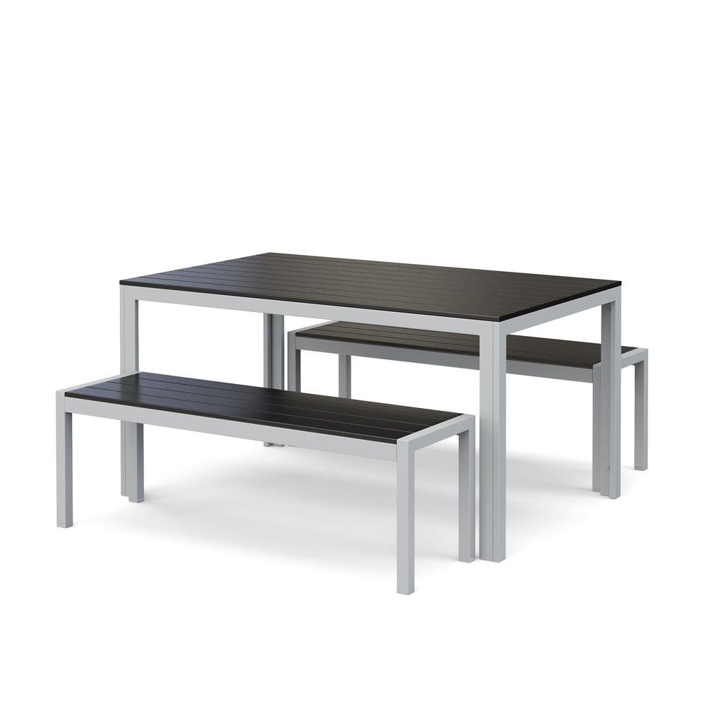 Garden furniture: Table 150 cm + 2 benches, anthracite