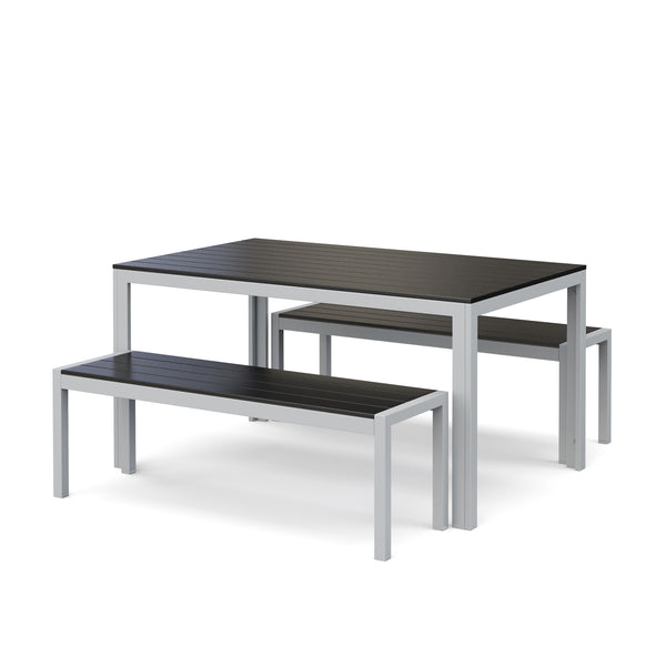 Gartenmöbel Tisch 150 cm + 2 Bänke anthrazit