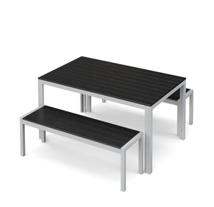 Gartenmöbel Tisch 150 cm + 2 Bänke anthrazit