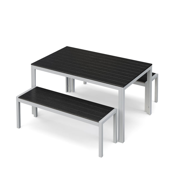 Gartenmöbel Tisch 150 cm + 2 Bänke anthrazit